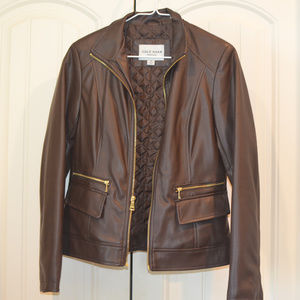 Cole Haan Women's Leather Flap-Pocket Jacket